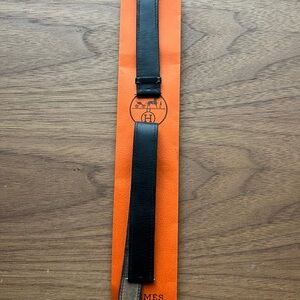 Hermes cape code watch double wrap Black Strap with Orange Backing